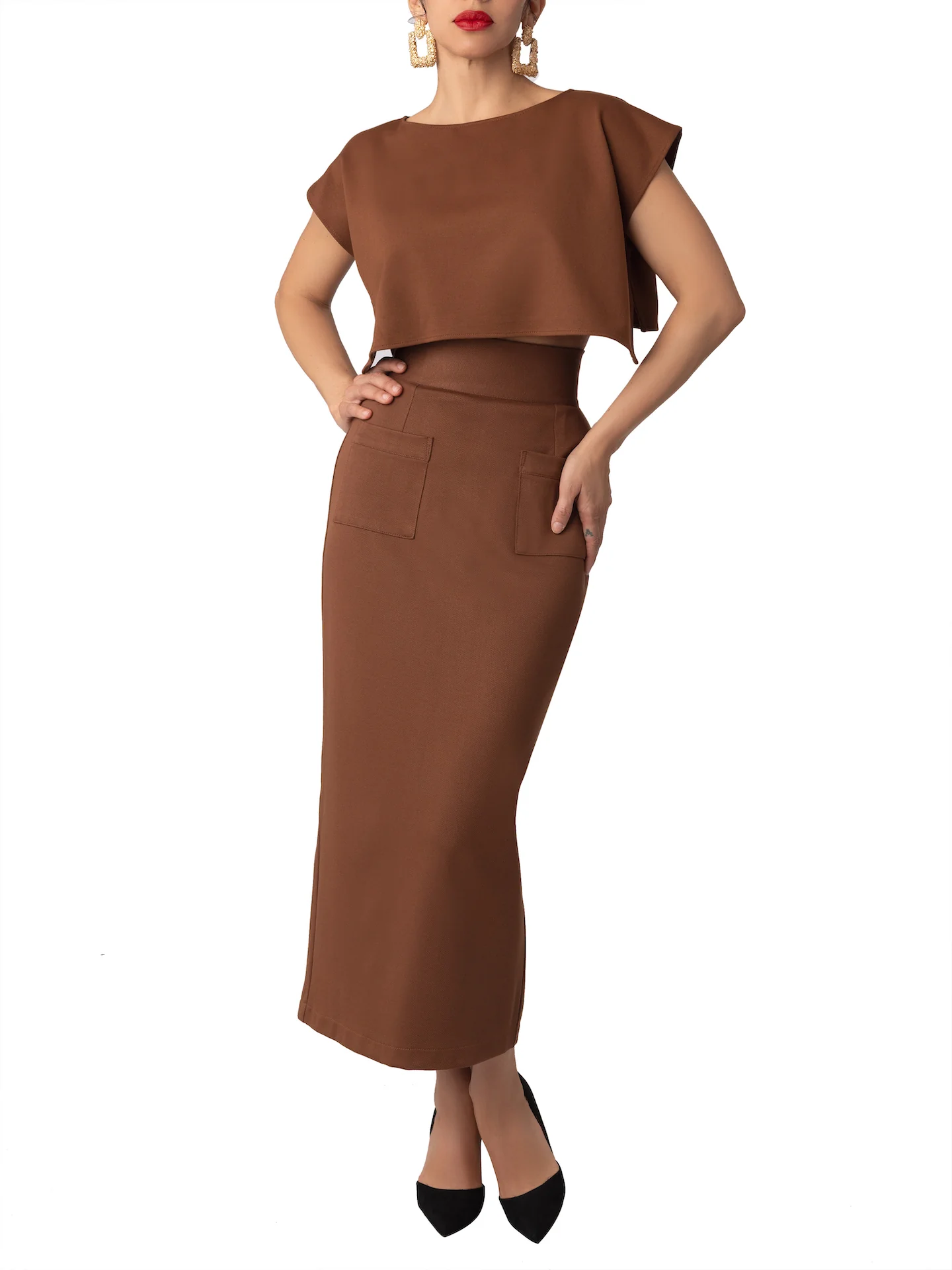 “Abby” Brown Crop Top - Image 3