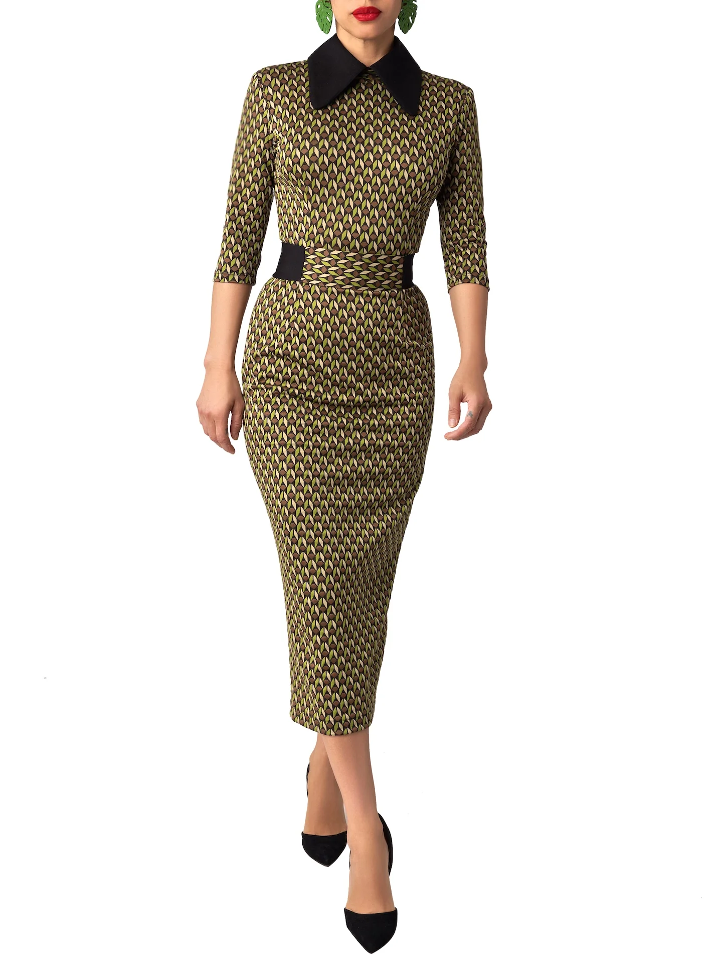 “Elena” Pattern Pencil Dress - Image 3
