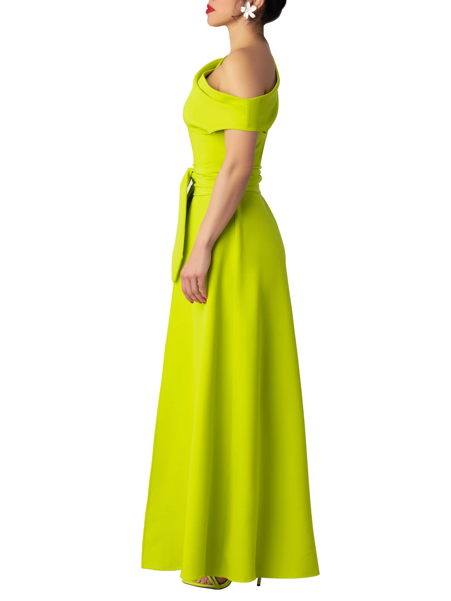 "Honeydew" Lime Off-Shoulder Maxi Top - Image 5