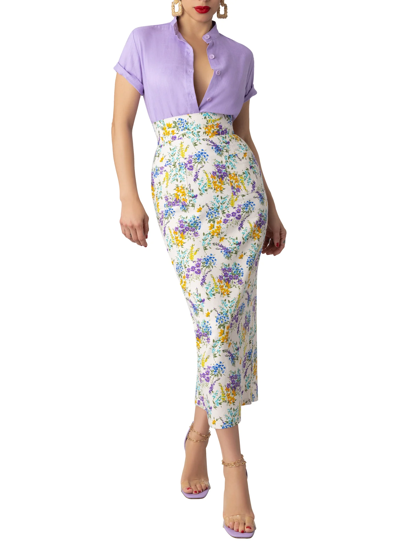 "Petal" Floral Pencil Skirt - Image 3