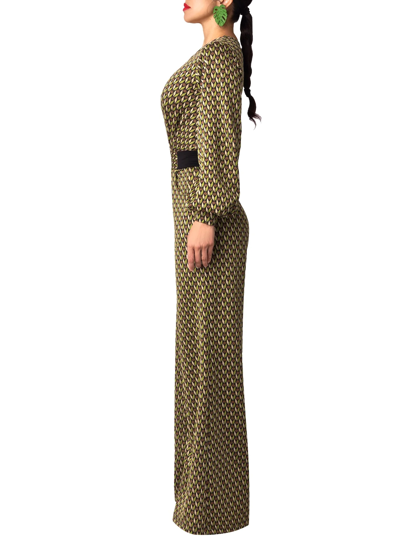 “Rebekah” Pattern & Black Contrast Jumpsuit - Image 5