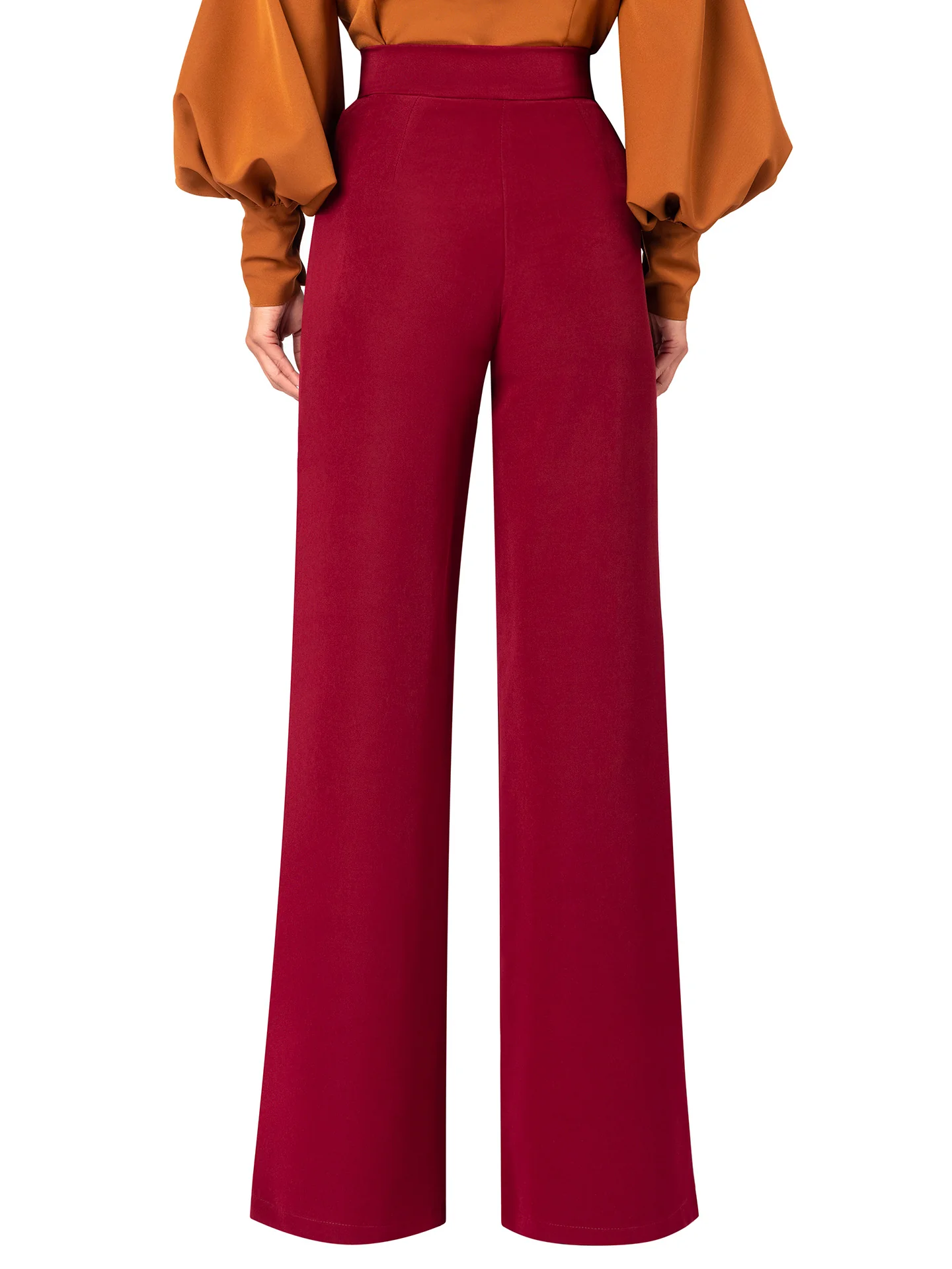 "Sojourner" Burgundy High Waist Pants - Image 5
